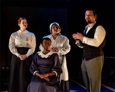 Rachel Rhea Shannon as Housekeeper, Matenin Sangare as Mary, Monica Mendez as Kitchen Maid and Jimmy Morgan as Gardener
