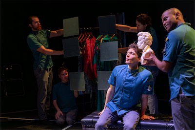 Aaron Greenberg as D-503 and Jonathan Nathaniel Dingle-El as Bust of Pushkin.